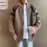 AIDASE  -  American Retro Striped f High Collar Sweater Coat Casual Sle Knitted Autumn Winter Outerwear for Men And Women aidase-shop