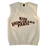 Aidase Alphabet Solid Pattern Men's V-Neck Sweater Daily Versatile Sleeveless Knit Sweater Fashion Simple Jacquard Design Sweater Vest aidase-shop