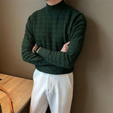 AIDASE  -  Mr. NR Briti Sle  Color f High Collar Knitted Long Sve Wave Pattern Elastic Base irt Sweater for Men Casual aidase-shop