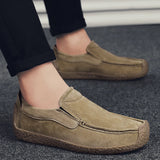 AIDASE  -  Square-toe Loafers Non-slip Outdoor Moccasins Driving Shoes Daily Commute Men Casual Shoes Suede Leather Men Wedding Shoes aidase-shop