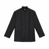 AIDASE  -  New Chinese Style Suit Men's Niche Design Traditional Button Stand Collar Jacket Black Straight Wide Shoulder Coats Ruffian Cool aidase-shop