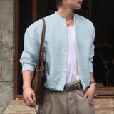 AIDASE  -  Men Jackets Solid Color Stand Collar Long Sleeve Button Men Coats Streetwear Loose Korean Style Fashion Casual Outerwear aidase-shop