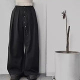 AIDASE  -  Unisex Wide-Leg Trousers - High Waist with Button Fly Pleated Relaxed Fit aidase-shop