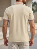AIDASE  -  Spring Summer Daily Casual Mens Polos Short Sleeve Buttoned Turn-down Collar Tops Vintage Men Striped Patchwork Polo Shirt aidase-shop