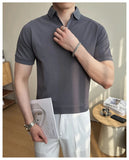 AIDASE  -  High-quality Solid Color V-neck Men's Breathable Moisture-wicking Polo Shirt, Stretchable T-shirt for Casual Business Wear M-6XL aidase-shop