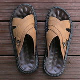 AIDASE  -  Men's Summer Fashion Sandals Soft Bottom Anti-Slip Comfortable Slip-On Beach Slippers Trendy One-Strap Slippers aidase-shop