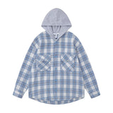 AIDASE  -  Spring Autumn Vintage New Fashion Men's Casual Trendy Loose Simple Basic Plaid Hooded Shirts Male Daily Long Sleeve Coat Clothes aidase-shop