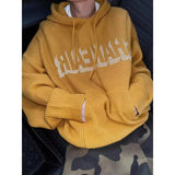 AIDASE  -  Retro Sle Lazy Faion Loose Fit Yellow Hoodie Knitted Sweater Jaet for Teens And Men Spring Autumn ex Couple's Wear aidase-shop