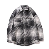 AIDASE  -  Japanese Retro Ethnic Style Brushed Plaid Shirt Men's Spring Loose Casual Long-sleeved Full print Shirts Coat Woolen Harajuku aidase-shop