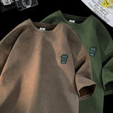 Aidase Graphic Print Short Sleeve T-Shirts Hombre Y2K Streetwear O-Neck Cotton Tops Summer Breathable Casual Tee Shirt