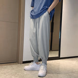 AIDASE  -  Ice Silk Student Solid Color Straight Tube Loose Wide Leg Bundle Foot Casual Nine Point Pants Sports Men's Pan Men's Summer Thin aidase-shop