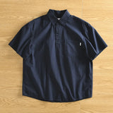 AIDASE  -  Men's Khaki Cotton Short Sleeve Polo Shirt Casual Button Loose Fit Breathable Workwear Daily Tops aidase-shop
