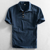 AIDASE  -  Mens Linen Short Sleeve Shirt Slim Fit Pullover Half Sleeve Retro Spring Summer Casual Breathable shirt Men's clothing aidase-shop