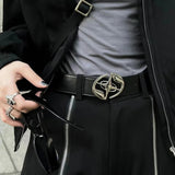 AIDASE  -  Punk Belt Gothic Cross Brand Men Women Y2k Metal Buckle Belts Design Vintage Pu Leather Fashion Waistband Jeans Pants Decor Belt