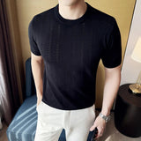 AIDASE  -  Men's Textured Knit Polo - Soft Lounge T-Shirt with Breathable Stretch Fit Modern Crew Neck & Diamond Pattern  Home Casual Style aidase-shop