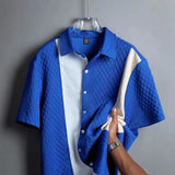AIDASE  -  Men's Color Block Textured Knit Short Sleeve Shirt aidase-shop