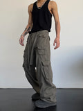 Aidase High Street Retro Casual Large Pocket Overalls Men's and Women's New Summer High Waist Loose Straight Tube Draped Wide Leg Pants aidase-shop