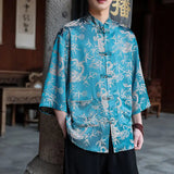 AIDASE  -  Chinese Style Thin Light Luxury Retro Men National Trend Large Size Loose Ice Silk Shirt Men's Jacquard Fashion Trend Tang Suit aidase-shop