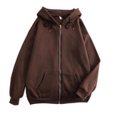 AIDASE  -  Unisex Hooded Sweatshirts Zippered Solid Color Sweatshirts Loose Trendy Couple Hoodie Jackets Comfortable Hoodies for Men aidase-shop