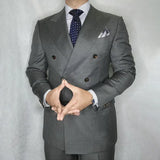 Aidase 2 Pieces Men Suits For Wedding Jacket Pants Groom Peak Lapel Tuxedo Formal Sim Fit Double Breasted  Tuxedo （Jacket+Pants） aidase-shop