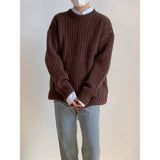 AIDASE  -  Laid-ba Twist Knit Sweater Thiened round Ne Casual Versatile Trendy for Men And Women Autumn Winter Comfortable Loose Fit aidase-shop