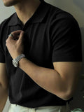 AIDASE  -  Summer Lightweight  Knitted Shirt Short Sleeve Turn-down Collar Men's Business Casual  Color American Retro T-shirt aidase-shop