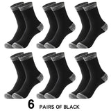 AIDASE  -  6 Pairs/lot Men's Sports Socks Autumn Winter 100% Cotton Running Black Sports Hiking Socks Black White Gray Male Long Tube Socks aidase-shop