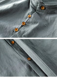 Aidase Vintage High Quality Linen Shirt For Men Long Sleeve Stand Neck Slim Fit Top Chinese Style Retro Blouse Streetwear Plus Size 7XL aidase-shop
