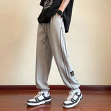 AIDASE  -  Trendy Version Personalized Street Fashion Loose Casual Pants Men's Patchwork Pocket Striped Drawstring Straight Sports Trousers aidase-shop
