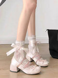 AIDASE  -  New Arrival Women's French Vintage Mary Jane Ballet Flats Bow Tie Strap Slip On Low Heel Elegant Shoes aidase-shop