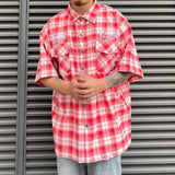 Aidase New Fashion Street Embroidered Letter Short-Sleeved Shirt Hip-Hop Casual High-Quality Plaid Lapel Half-Sleeved Tops For Men aidase-shop