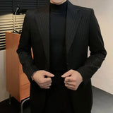 Aidase Lurex Yarn Casual Double Breasted Stripe For Men 2023 Blazer Masculino British Daily Men Blazer Hombre Fashion Shiny Slim Blazer aidase-shop