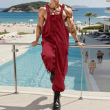 AIDASE  -  Men Jumpsuits Solid Color Sleeveless Straps Rompers Men Pants Streetwear Loose 2025 Fashion Casual Suspenders Overalls