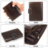 AIDASE  -  Men's Short Genuine Leather Wallet Vintage Coin Purse Top Layer Cowhide Vertical Card Holder Large Capacity aidase-shop