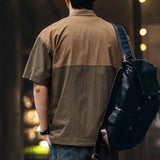 Aidase Fashion Lapel Zipper Spliced Pockets Casual Polo Shirts Men's Clothing Summer New Loose All-match Tops England Tee Shirt