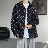 Aidase Oversized Colorful Plaid Shirt Mens Cotton Hollow Out Shirts Men Streetwear Loose Casual Long Sleeve Hole Patch Shirts M-5XL