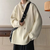 Aidase Winter Clothing Men's Luxury Knitted Hooded Pullover Sweater Casual Streetwear Button-down Solid Color Long Sleeve Hoodie aidase-shop