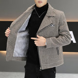 Aidase men's winter outfits Brand Winter Wool Jacket for Men Fashion Zipper Motorcycle Coat Plaid Casual Business Trench Coat Social Streetwear Overcoat aidase-shop