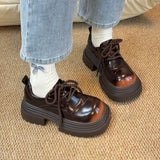 AIDASE  -  Spring Platform Thick Bottom Women JK Mary Jane Shoes Concise Lace Up Shoes Vintage Elegant British Style Shoes aidase-shop