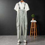AIDASE  -  Men Joggers Bib Overalls Multi Pockets Cargo Pants Adjustable Suspenders Coveralls Summer Jumpsuits aidase-shop