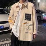 AIDASE  -  Sli Student irt for Men Spring Large Size 300 Pou Trendy Long Sve Collared Casual Outerwear Faionable Cardigan aidase-shop