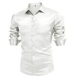 AIDASE  -  iny  Color Slim Fit Men's irt Long Sve Youth Faion Polyester Fiber No Ironing Required Ele Bright Face aidase-shop