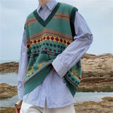 Aidase Waistcoat Korean Fashion Knit Vests for Men Popular Clothes Sleeveless Reviews Sweater Man Harajuku Loose Fit Aesthetic New In