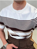 AIDASE  -  Summer Men's Knitted round Ne T-irt Thin ort Sve Breathable Faionable Striped Sea Soul irt Versatile Casual... aidase-shop