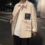 AIDASE  -  Sli Student irt for Men Spring Large Size 300 Pou Trendy Long Sve Collared Casual Outerwear Faionable Cardigan aidase-shop