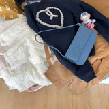 AIDASE  -  Fashion Denim Shoulder Bag Women Casual Tote Small Canvas Flap Underarm Bag Purse Blue  Jeans Handbag aidase-shop