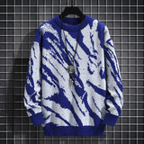 AIDASE  -  Ethnic Style Sweater Men's Winter Korean Retro High-end High Street Striped Knit Sweater Oversized Casual Pullover Thread Jacket aidase-shop