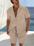 AIDASE  -  Short Sleeve Collar Shirt Men's Summer Thin Set Casual Sportswear Summer Shorts aidase-shop