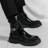 Aidase British Style Men's Comfortable Thick Soled High Top Men's Boots Fashion Brand Men's Classic Black Round Toe Chelsea Boots aidase-shop