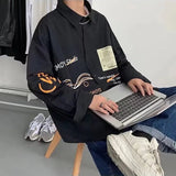 AIDASE  -  Sli Student irt for Men Spring Large Size 300 Pou Trendy Long Sve Collared Casual Outerwear Faionable Cardigan aidase-shop